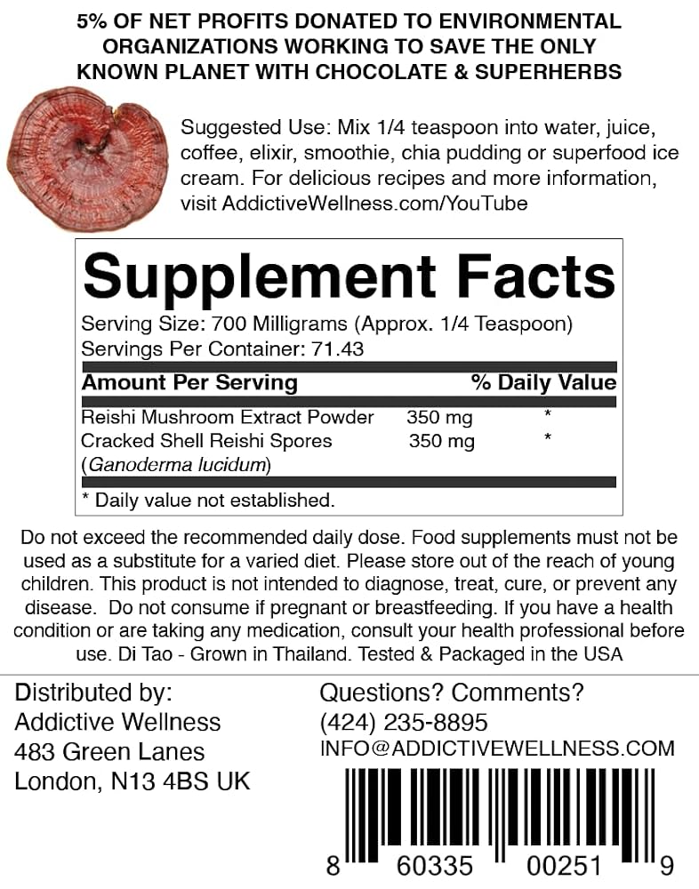 Addictive Wellness Reishi Mushroom + Spores Powder - 50g - image 2
