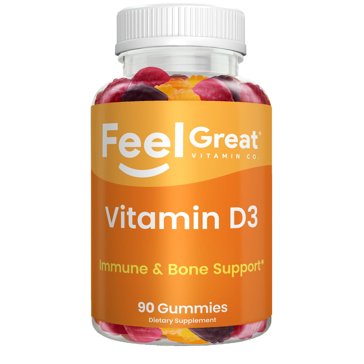 Feel Great Vitamin D Gummies for Adults Immune Support - 90 Gummies