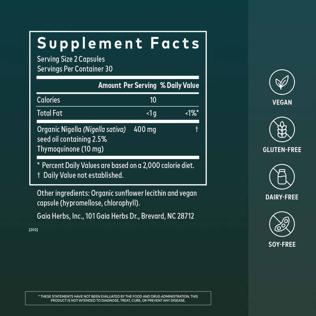 Gaia Herbs Black Seed Oil Immune Support - 60 Vegan Capsules - image 2