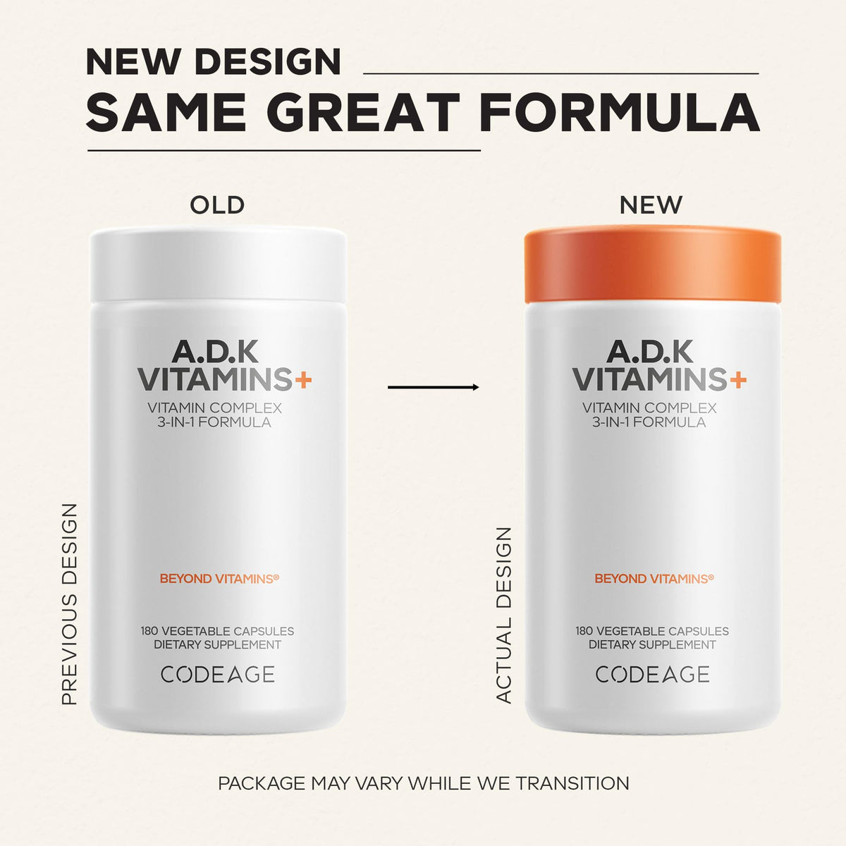 Codeage ADK Vitamins D3 5000 IU K1 K2 - 180 Capsules - image 3