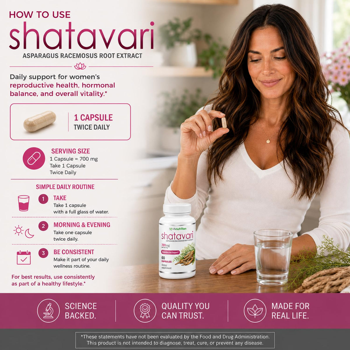 VH Nutrition Shatavari 700mg Extract - 30 Capsules - image 5