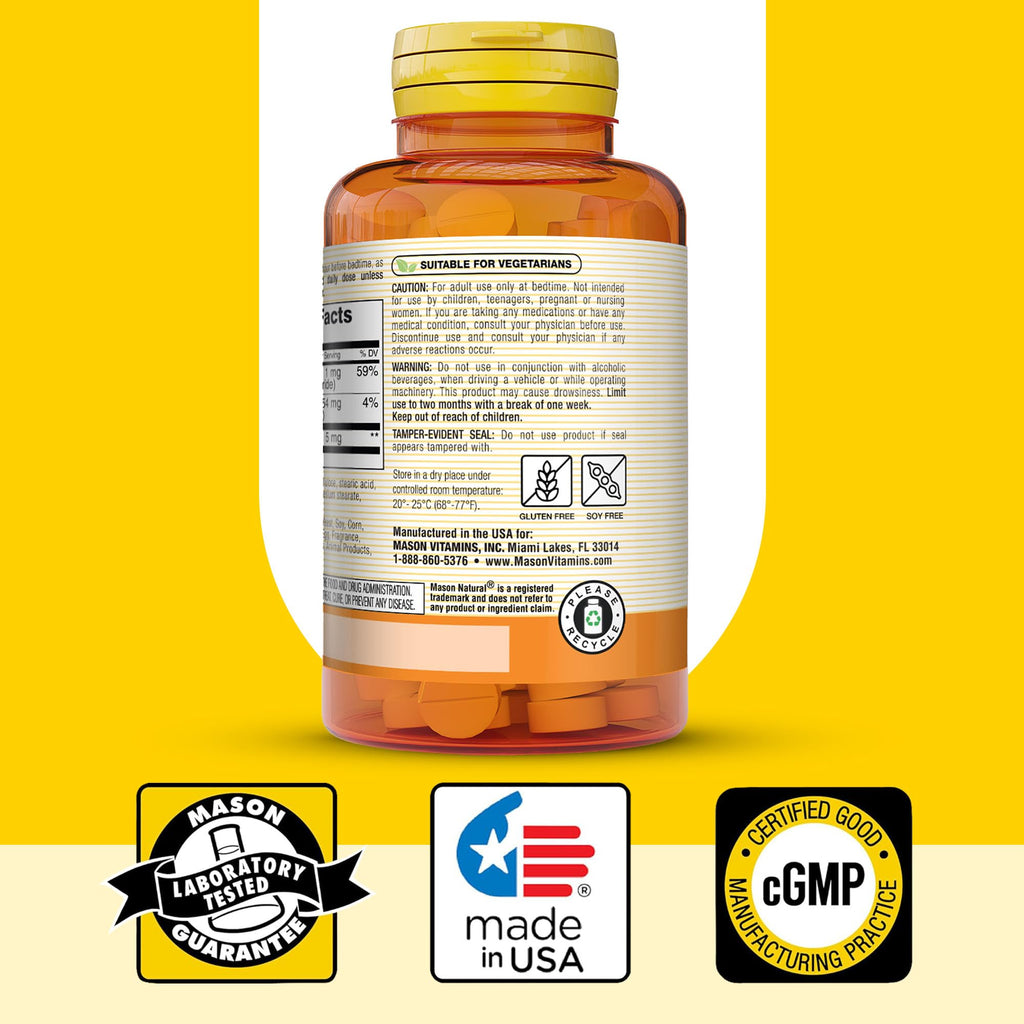 MASON NATURAL Melatonin with B6 and Calcium - Natural Sleep Aid