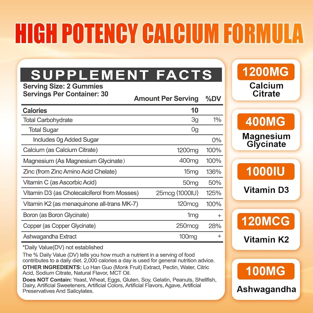 Maennyliy Calcium 1200 mg with Vitamin D3 Gummies - 60 Count - image 2