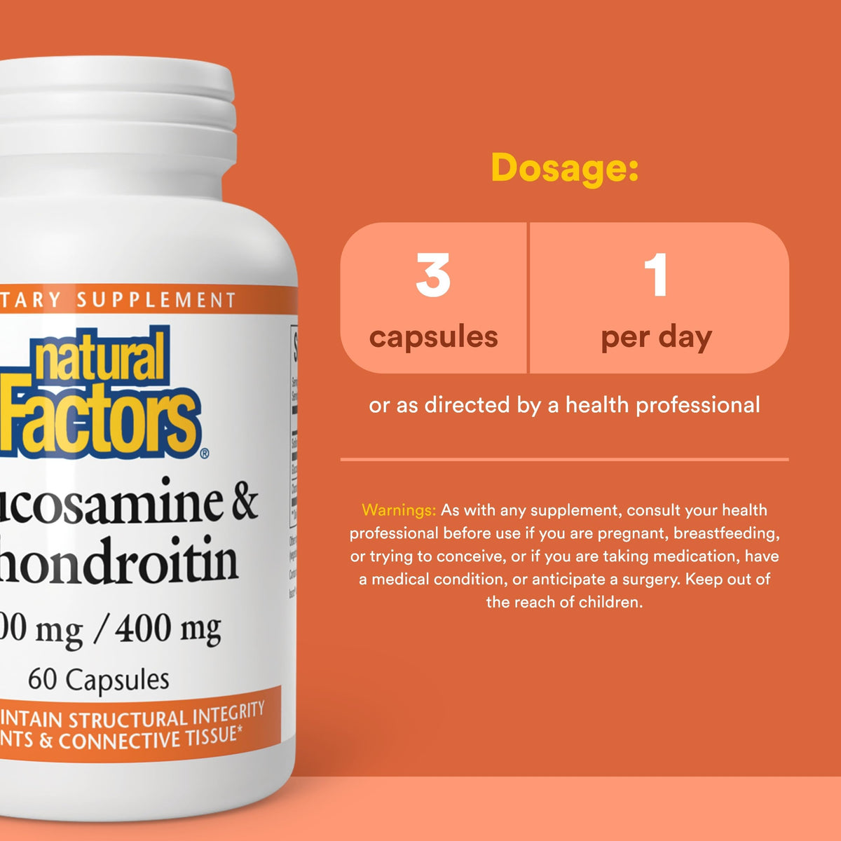 Natural Factors Glucosamine 500 mg & Chondroitin 400 mg - 60 Capsules - image 3