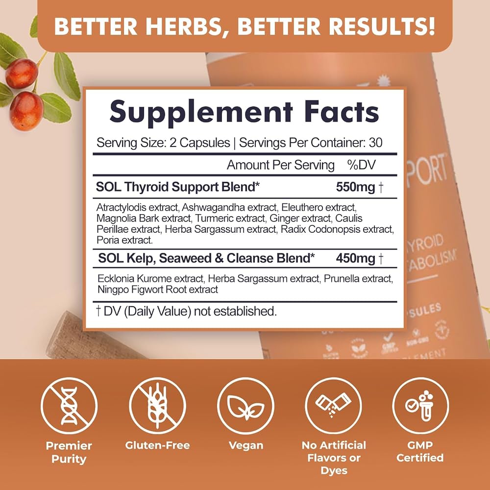 Sol Nutrition Thyroid Support - 60 Vegetarian Capsules - image 2