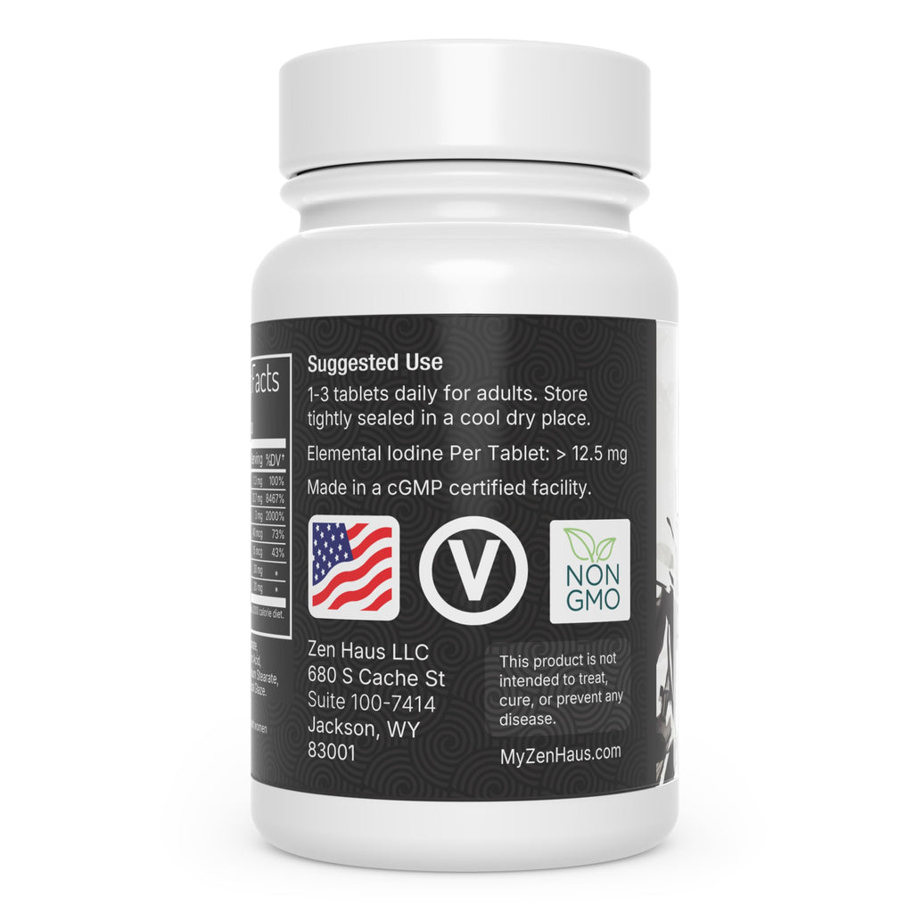 Zen Haus Iodine Complex 12.5 mg with Selenium – Thyroid Support – 200 Tablets - image 4
