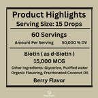 PLANTORIGIN Liquid Biotin 15,000 MCG Hair, Skin & Nails Support - 60 Servings - image 4