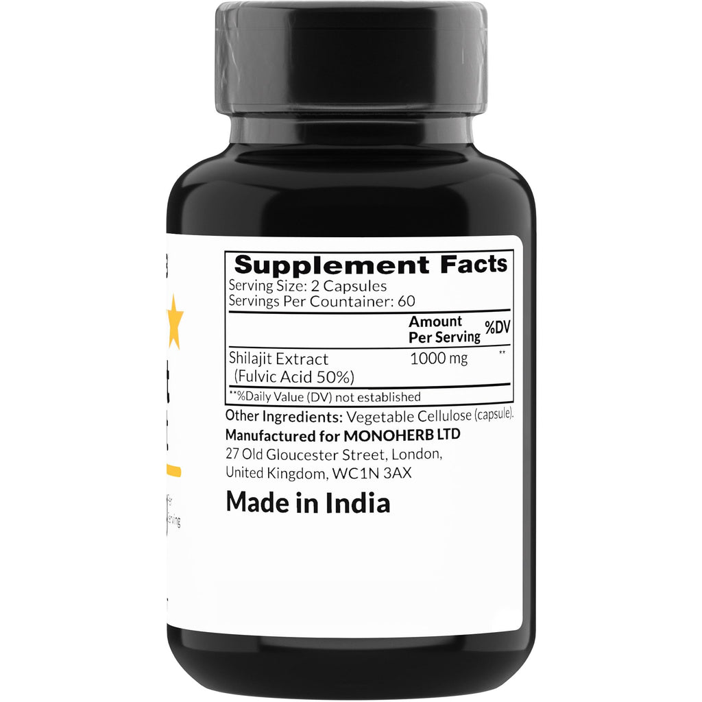 MONOHERB Shilajit Extract 1000 mg - 120 Vegetarian Capsules - image 2
