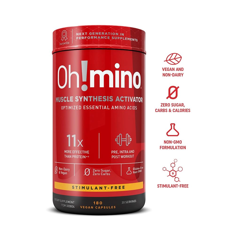 Oh!mino BCAA + EAA Amino Acid Supplement Stimulant-Free - 180 Capsules - image 5
