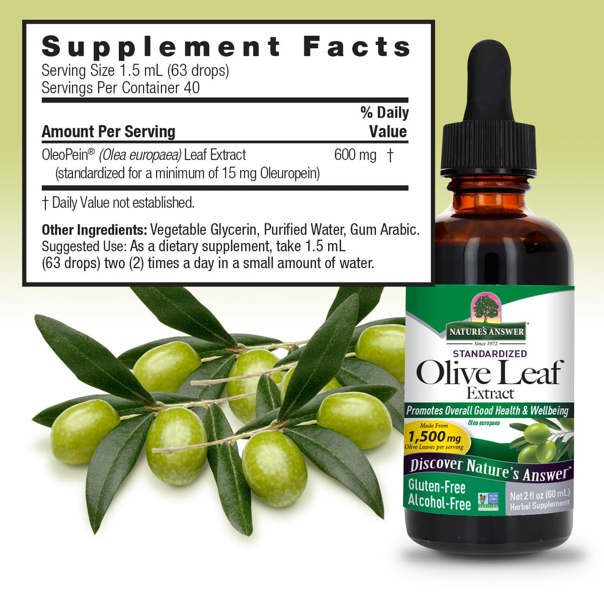 Nature's Answer Oleopein Olive Leaf Extract - 2 Fl Oz - image 3