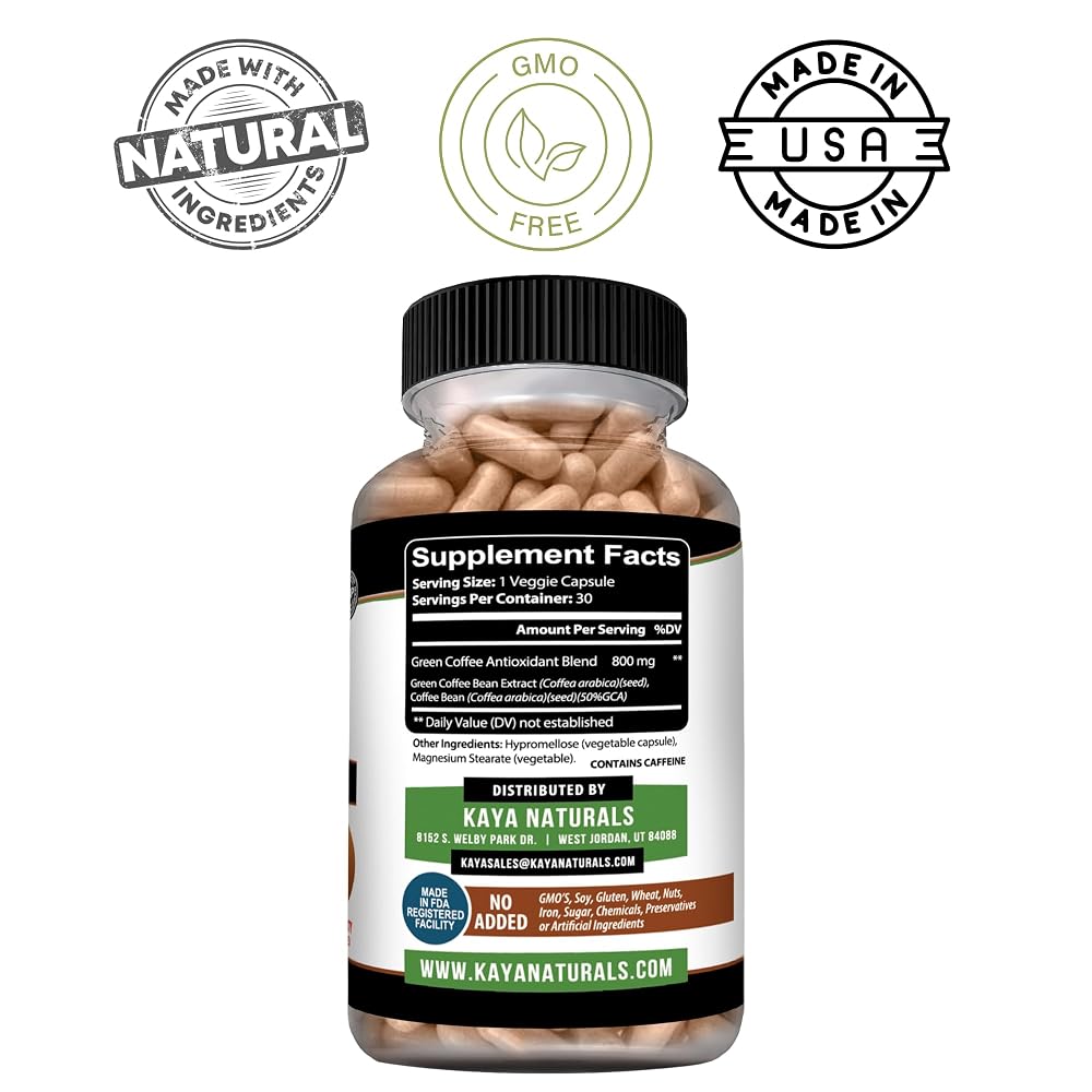 Kaya Naturals Green Coffee Bean Extract - 30 Vegetarian Capsules - image 4