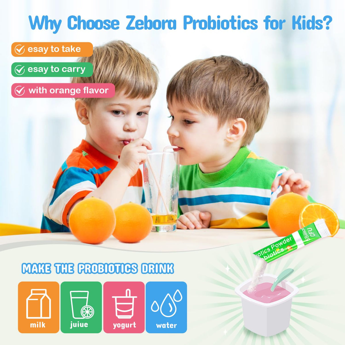ZEBORA Kids Probiotic & Prebiotics Powder Age 3+ - 30 Packets - image 3