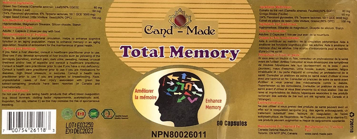 Cand-Made Total Memory Supplement - 90 Capsules - image 2