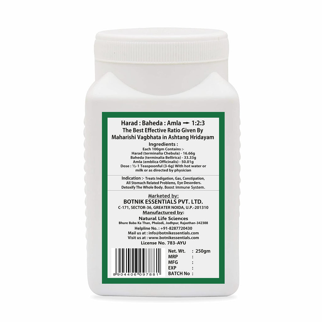 BOTNIK ESSENTIALS Organic Triphala 1:2:3 Churna Powder - 250g - image 2