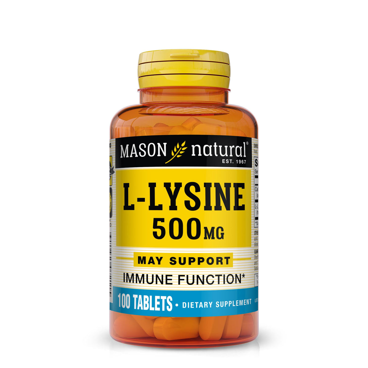 MASON NATURAL L-Lysine 500 mg with Calcium - 100 Tablets
