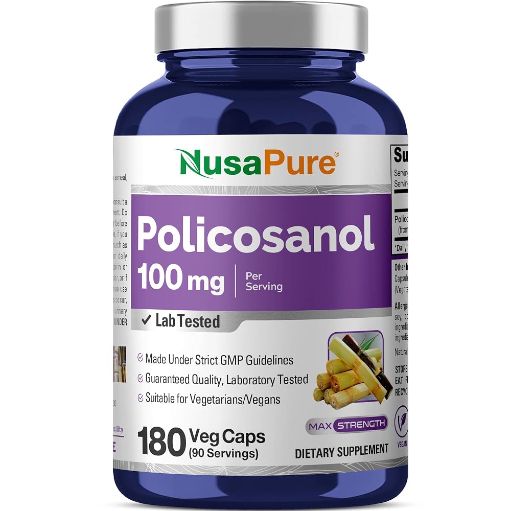 NusaPure Policosanol 100mg Vegan - 180 Vegetarian Capsules