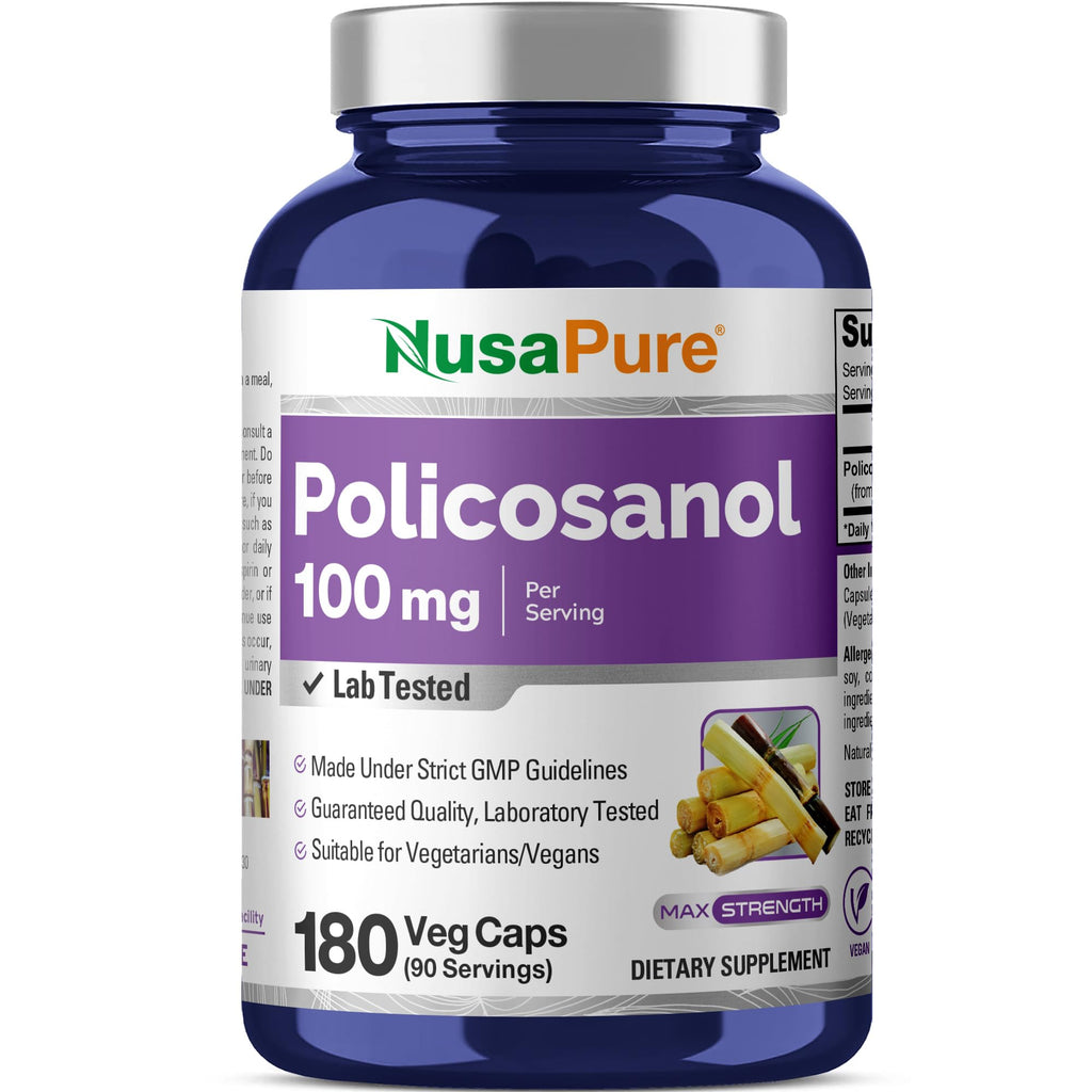 NusaPure Policosanol 100mg Vegan - 180 Vegetarian Capsules