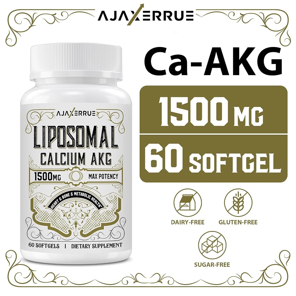 AJAXERRUE Liposomal Calcium AKG Supplement, Ca AKG for Longevity