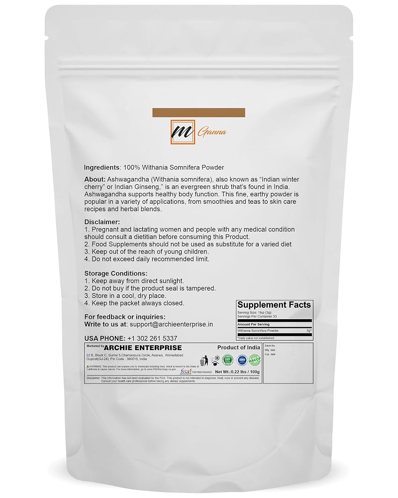 mGanna Ashwagandha Powder - 100g - image 2