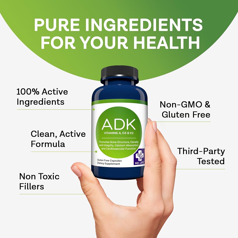 MD.LIFE ADK Vitamin Supplement with D3 and K2 - 90 Capsules - image 7