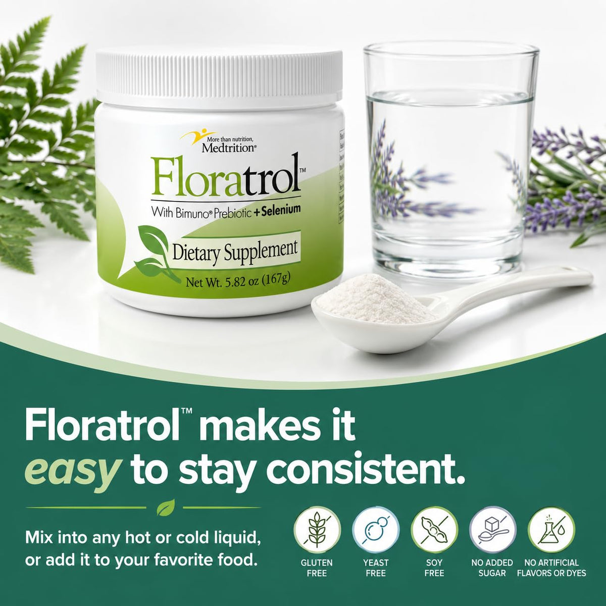Medtrition Floratrol Prebiotic Fiber Powder for Digestive Health - 5.89 oz - image 4