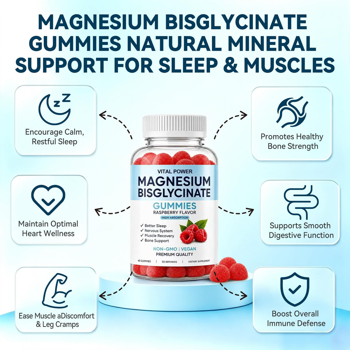 VITAL POWDER Magnesium Bisglycinate Gummies - 60 Count - image 3