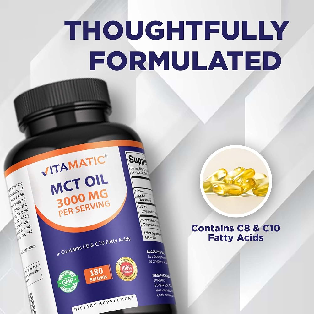 Vitamatic MCT Oil 3000 mg with C8 & C10 - 360 Softgels - image 5