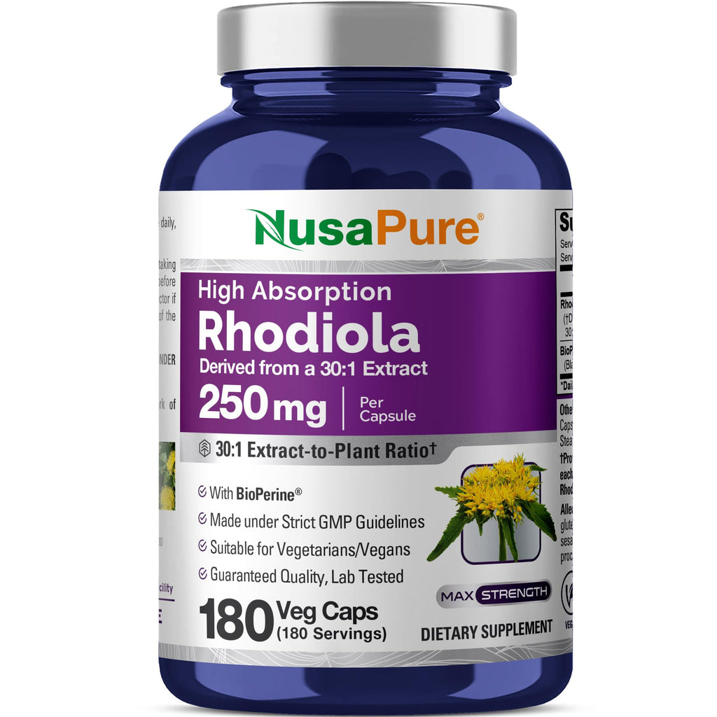 NusaPure Rhodiola Rosea 250mg - 180 Vegetarian Capsules