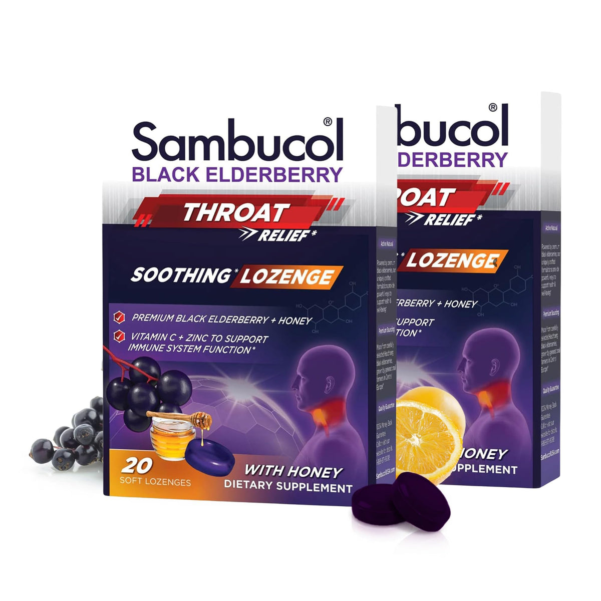 Sambucol Black Elderberry Throat Lozenge with Honey - 40 Count
