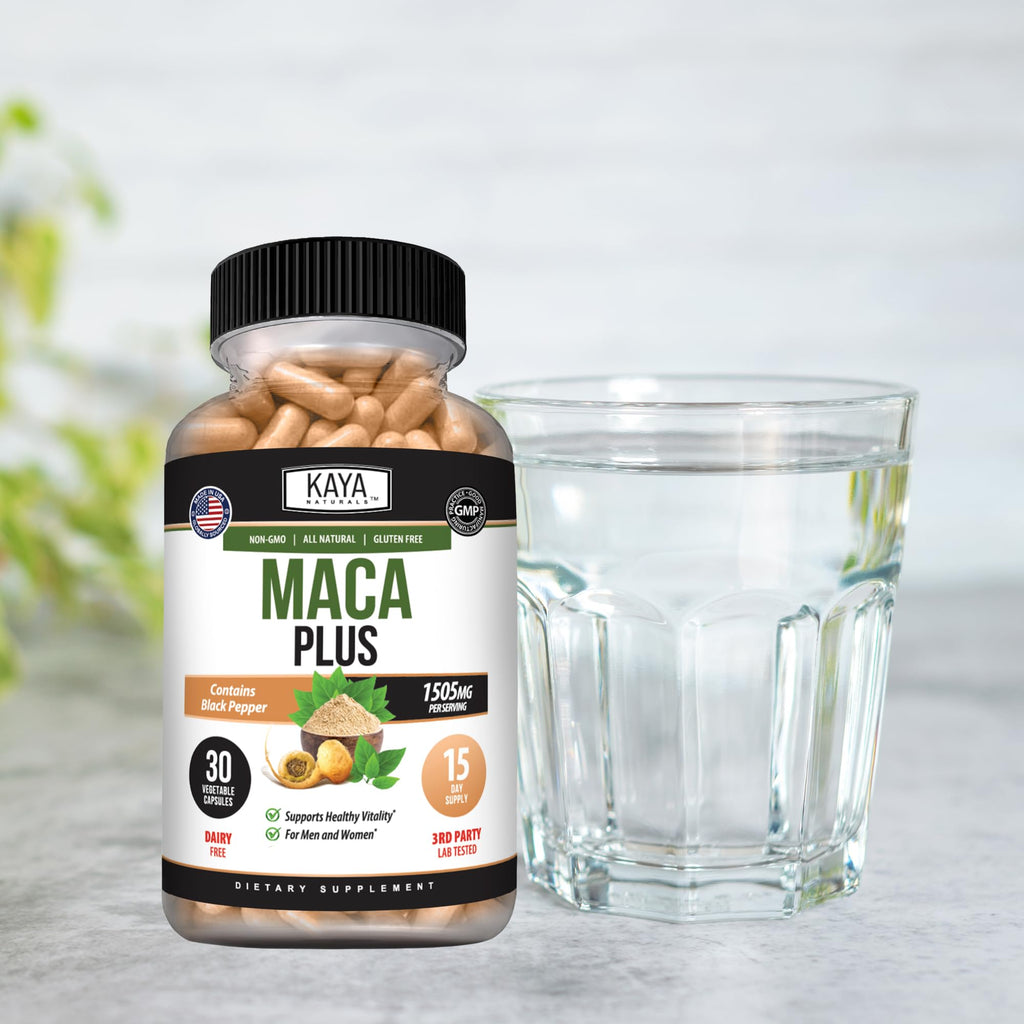 Kaya Naturals MACA Plus - Maca Root Capsules for Women and Men
