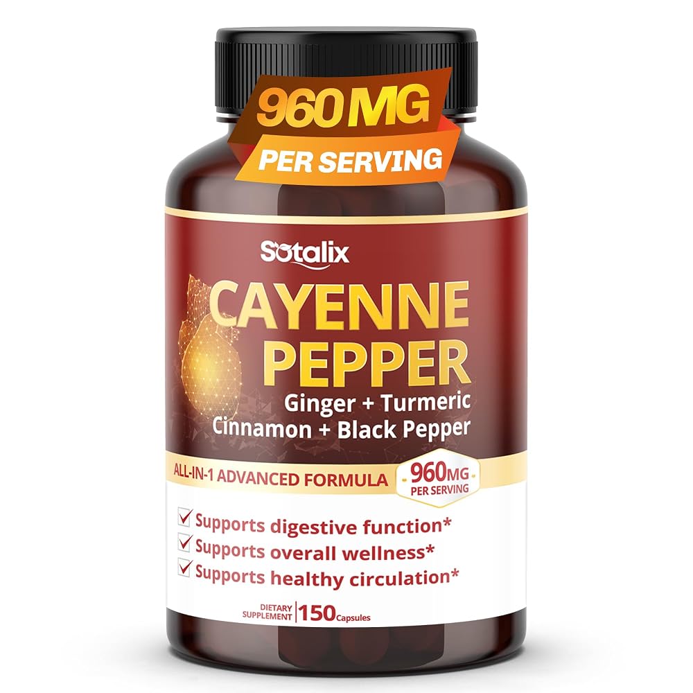 Sotalix Cayenne Pepper Complex 960 mg with Ginger & Turmeric - 150 Capsules
