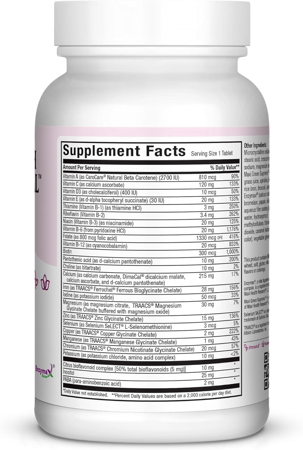 Maxi Health One Prenatal Vitamins with Iron & Folate - 60 Tablets - image 2