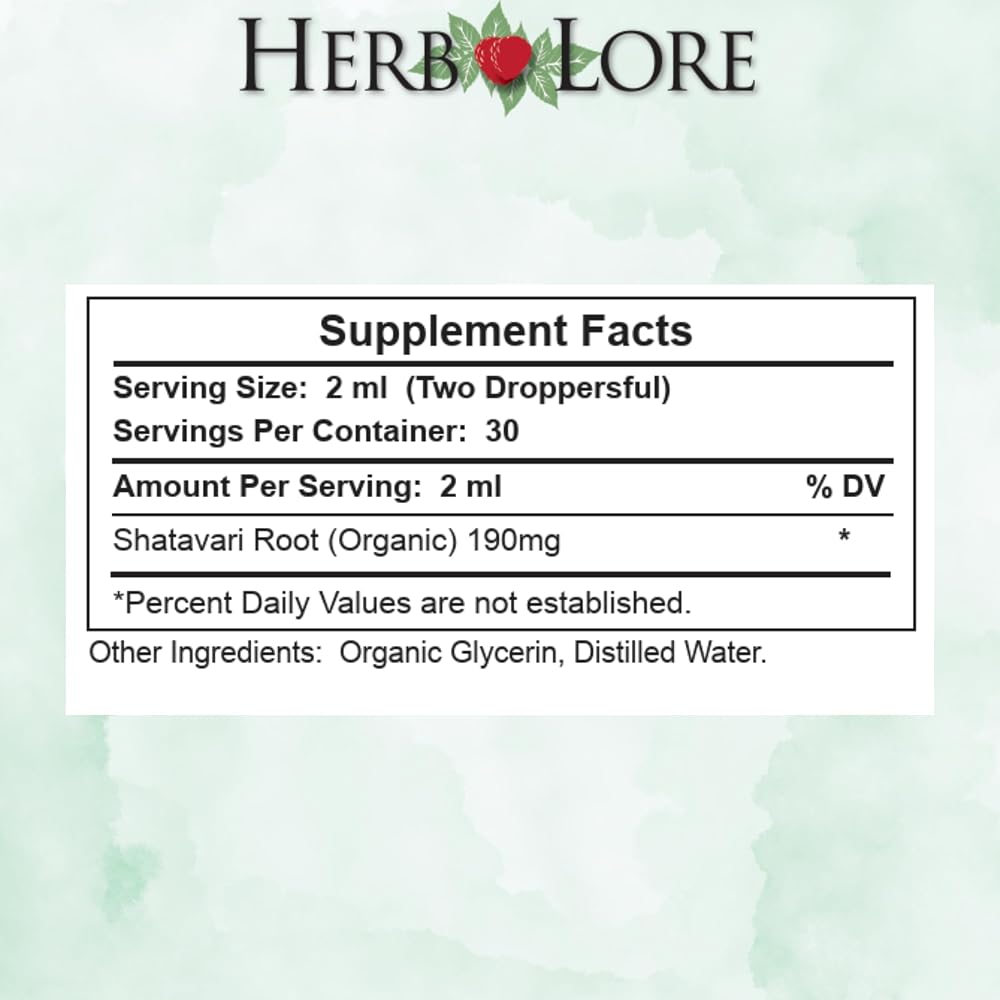 Herb Lore Organic Shatavari Root Extract Tincture - Liquid Shatavari