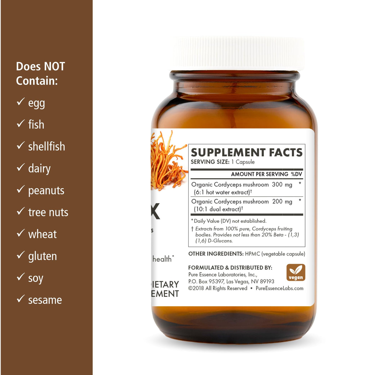 PURE ESSENCE LABS MyPure Cordyceps - Organic Mushroom Supplement