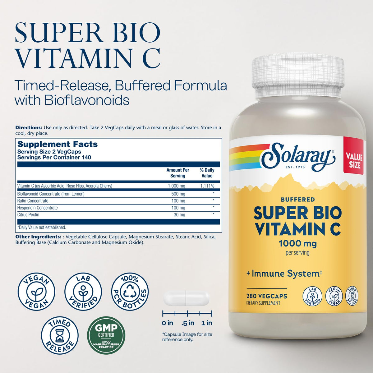 SOLARAY Super Bio Buffered Vitamin C 1000 mg Time Release - image 2