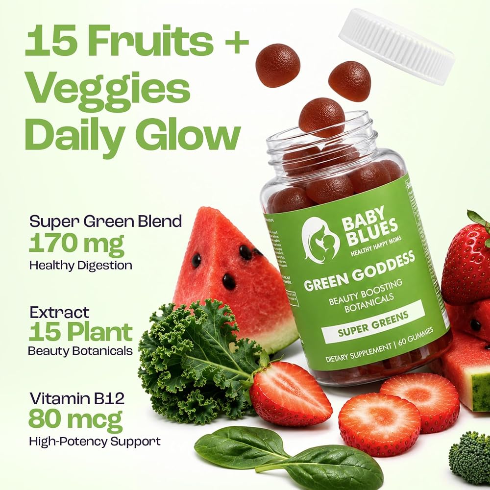 Baby Blues Green Goddess Greens Gummies for Moms - 60 Count - image 3