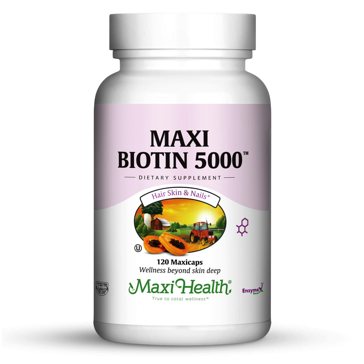 Maxi Health Hair, Skin & Nails Biotin 5000 mcg - 120 Capsules