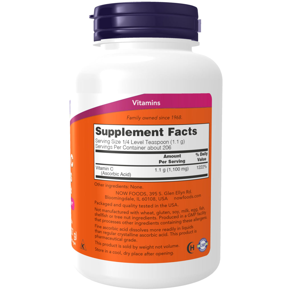 NOW Vitamin C Crystals Ascorbic Acid Powder - 8 oz - image 2