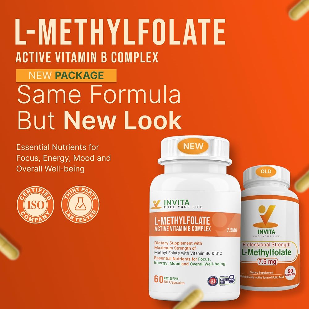 INVITA L-Methylfolate 7.5mg + B Complex - 60 Capsules - image 2