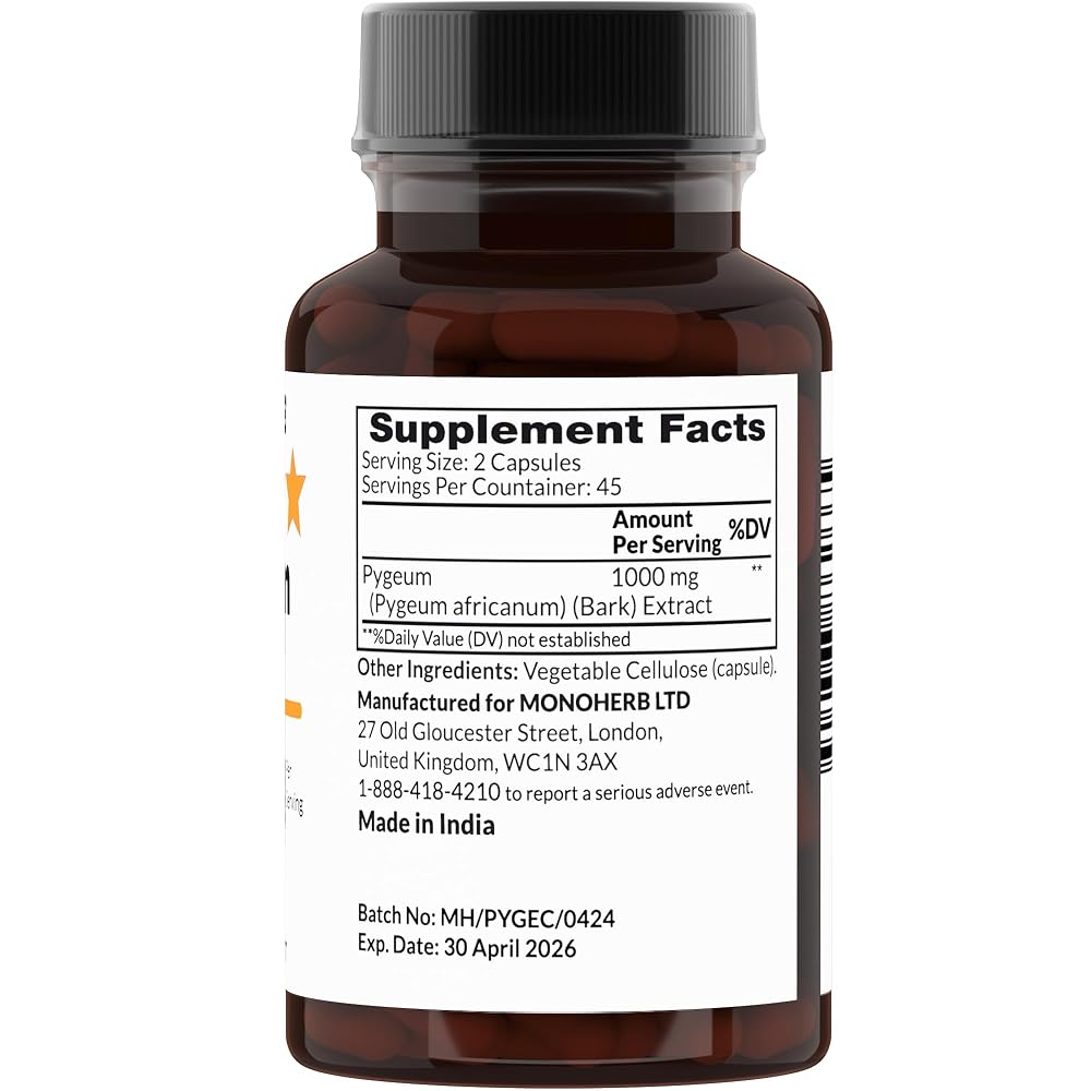 MONOHERB Pygeum Extract 1000 mg - 90 Vegetarian Capsules - image 2