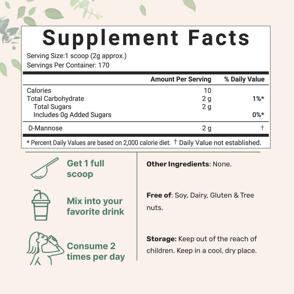 Micro Ingredients D-Mannose Powder Urinary Tract Support - 12 oz - image 2