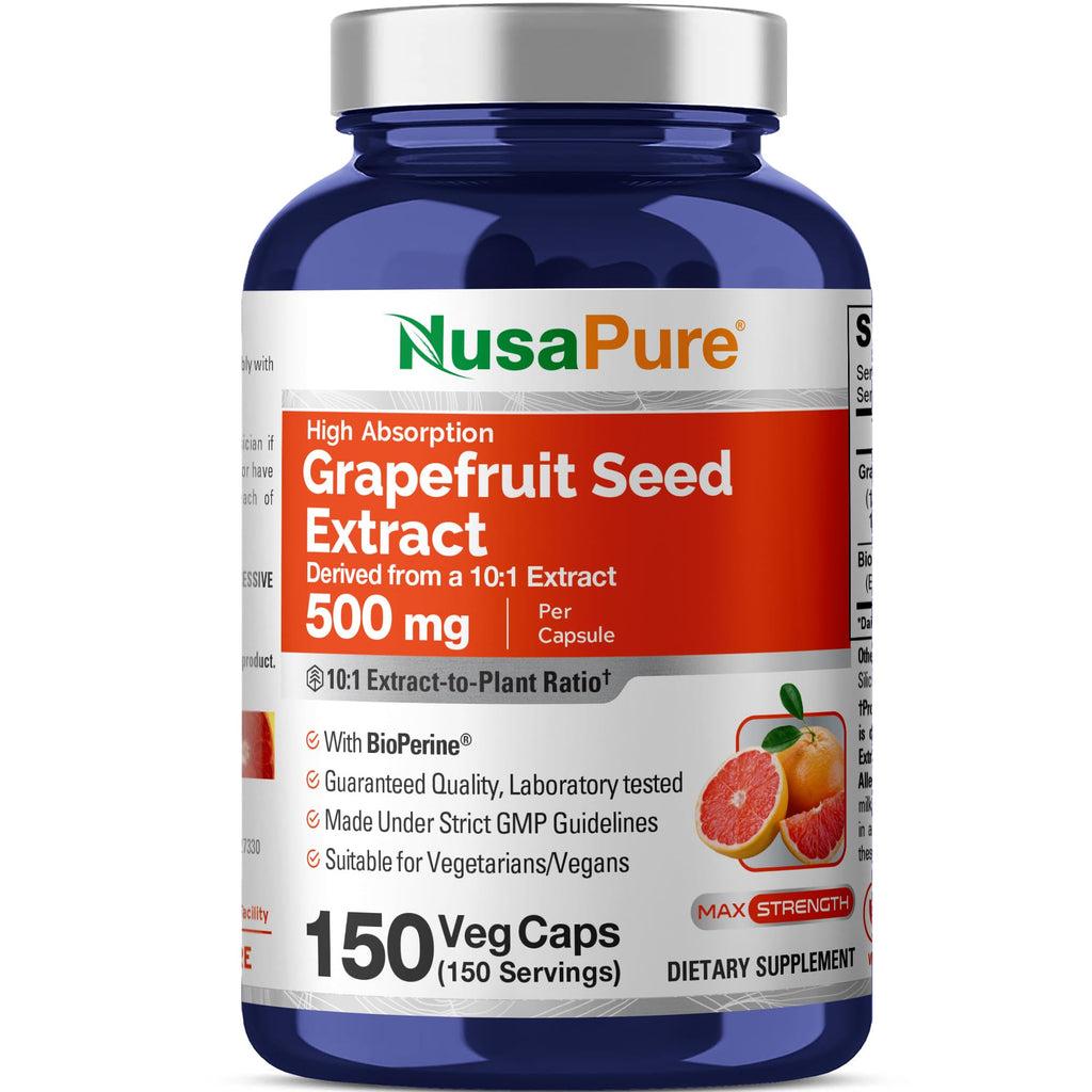 NusaPure Grapefruit Seed Extract 500mg - 150 Vegetarian Capsules