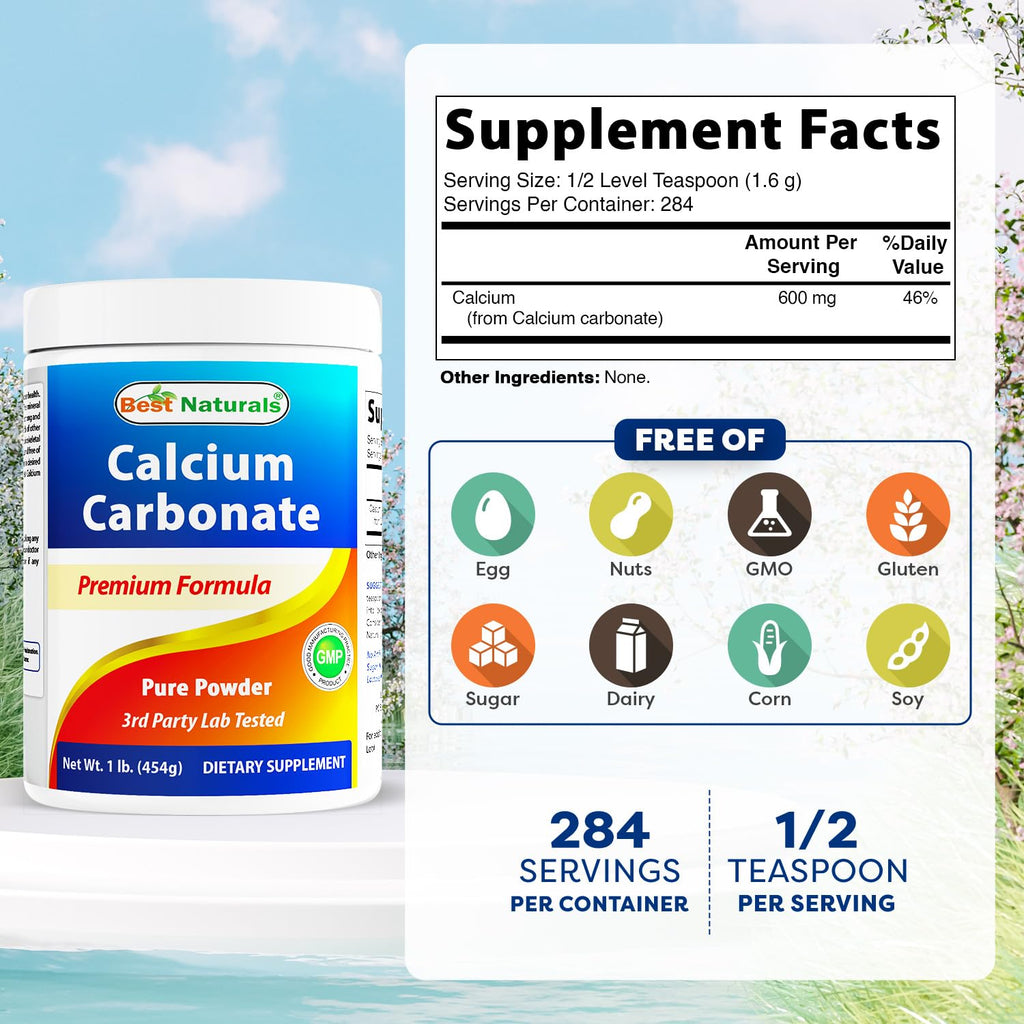 Best Naturals Calcium Carbonate Powder - 2 Pack (32 oz) - image 2