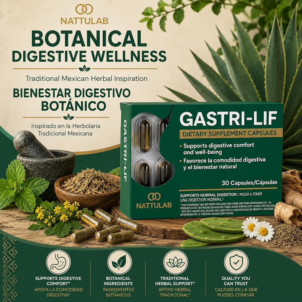 NATTULAB Gastri-Lif Herbal Digestive Support - 30 Capsules - image 2
