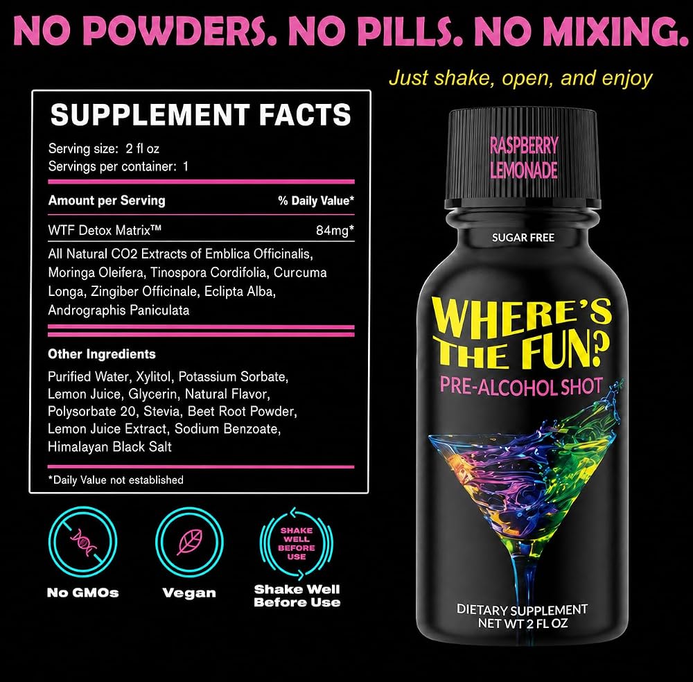 WTF Where's The Fun Pre Alcohol Shot Herbal Blend - 2 fl oz (4 Pack) - image 3