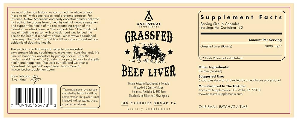 Ancestral Supplements Grass Fed Beef Liver Capsules - 180 Capsules - image 7