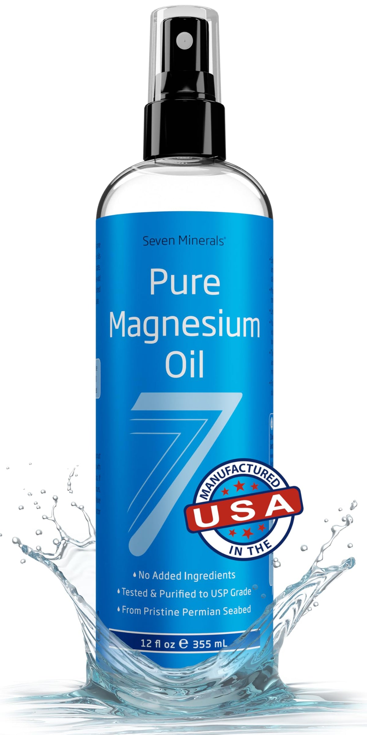 Seven Minerals Magnesium Oil Spray for Sleep & Relaxation - 12 oz