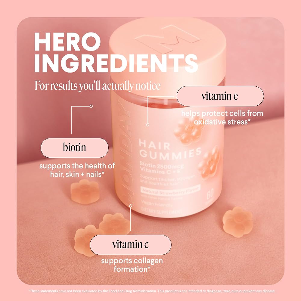 MONDAY HAIRCARE Hair Gummies with Biotin for Thicker, Stronger Hair - 60 Gummies - image 4