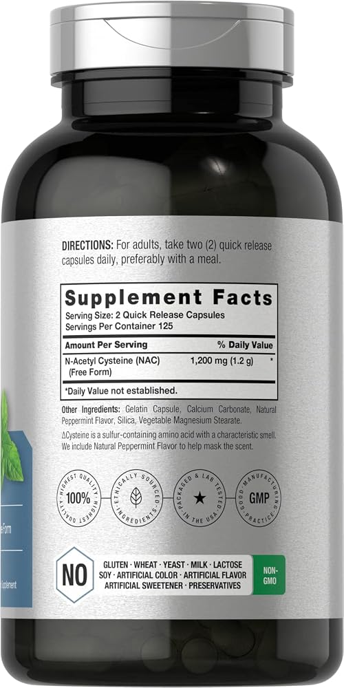 Horbäach NAC N-Acetyl Cysteine 1200mg - 250 Capsules - image 2