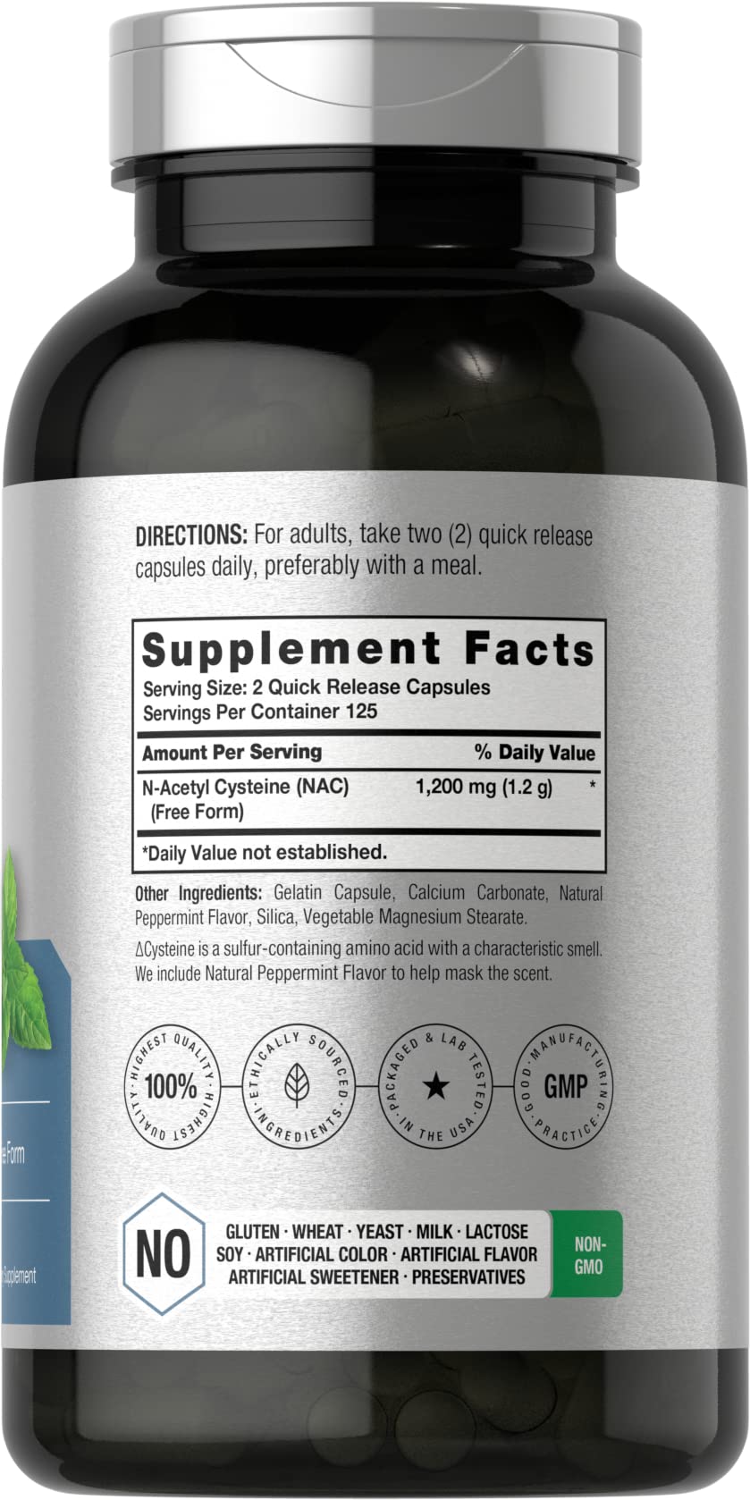 Horbäach NAC N-Acetyl Cysteine 1200mg - 250 Capsules - image 2